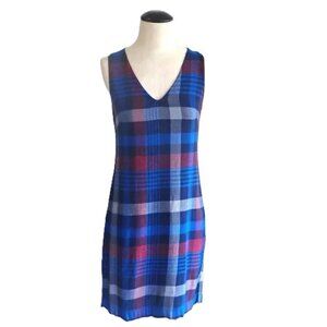 NWT KAVU Surf Rita Openwater Sleeveless Dress in Blue Plaid Size XXS